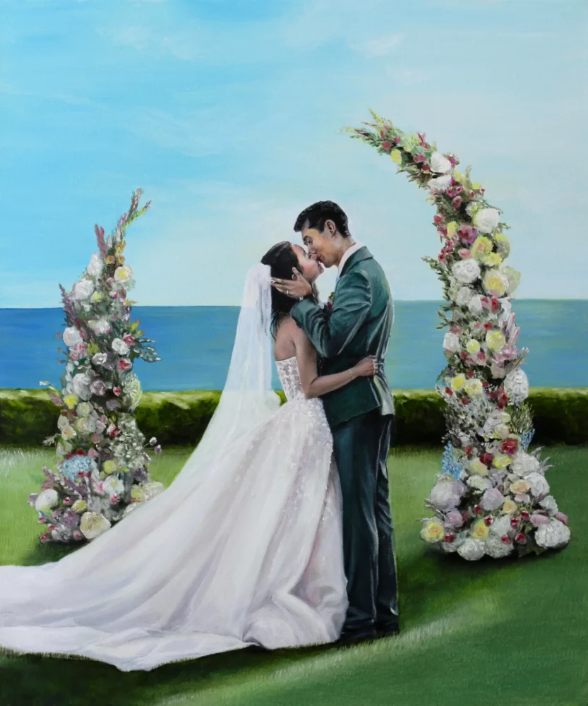 San Clemente Beach Wedding Painting by Karra (Live Wedding Painter)